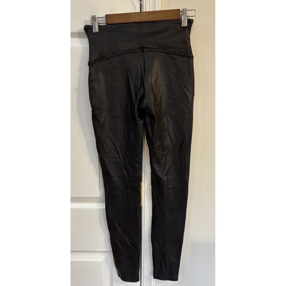 Spanx Black Faux‎ Leather Mid Rise Leggings Sz M 2437